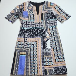 Nanette Lepore Geometric Patchwork Print Sheath Dress Size 2 Made in USA